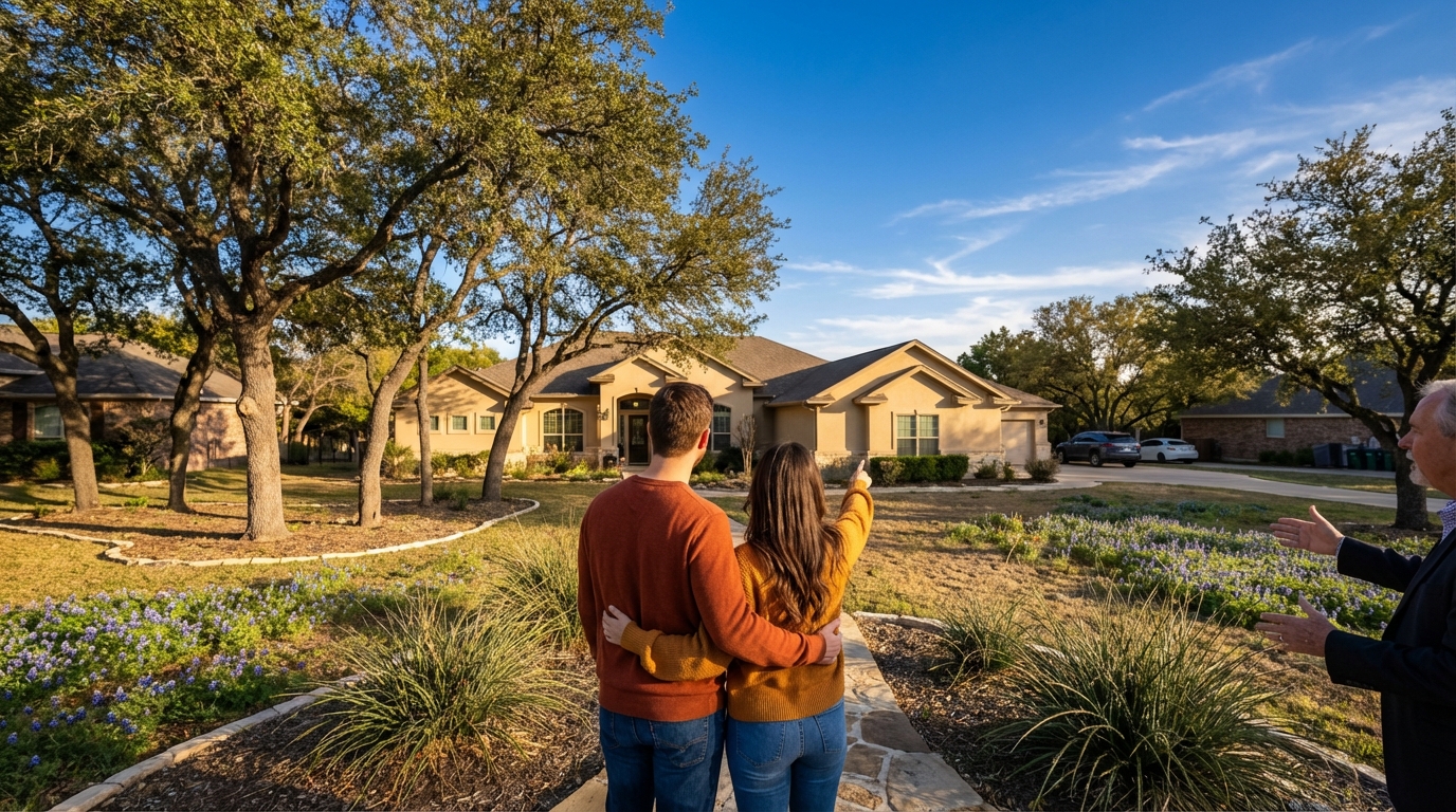 First-time homebuyer family with keys to new Texas home
